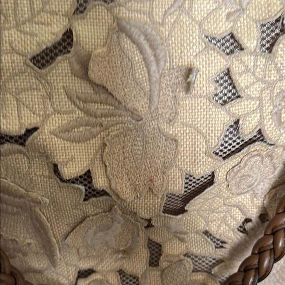 Valentino Garavani Tan and Brown Shoulder Bag with Floral Design - Picture 11 of 16